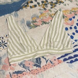 Forever 21 Olive and White Striped Top